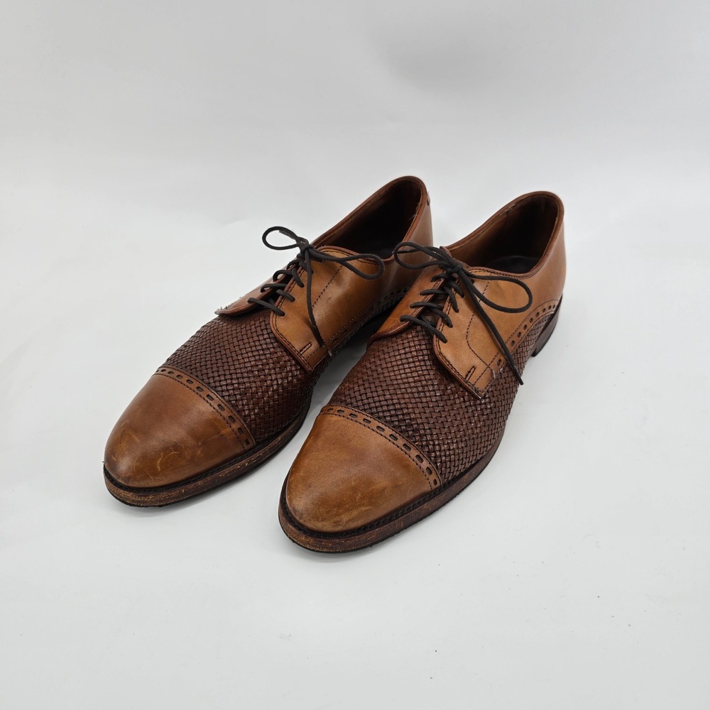 Allen Edmonds New Orleans Oxford Mens Woven Leather Cap Toe Brown 10.5 D